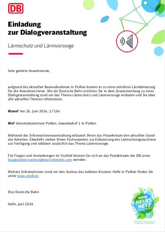 Einladung  zur Dialogveranstaltung Lärmschutz und Lärmvorsorge